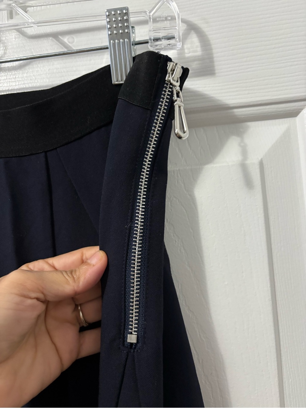 Honest Edit Navy Circle Skirt Contrast Elastic Waistband Silver Zip S Medium